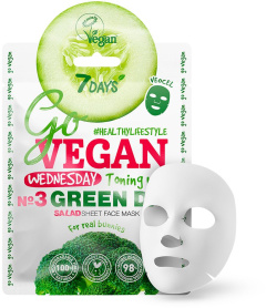 7DAYS Go Vegan Salad Sheet Face Mask Wednesday Green Day For Real Bunnies (25g)