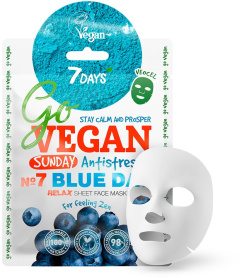 7DAYS Go Vegan Relaxing Sheet Face Mask Sunday Blue Day For Feeling Zen (25g)